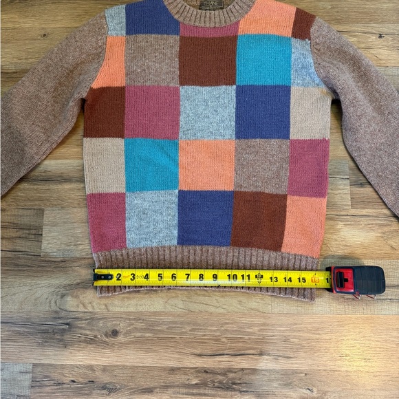 70s patchwork shetland wool M unisex vintage Jack Henry sweater grandpa preppy - Picture 7 of 9
